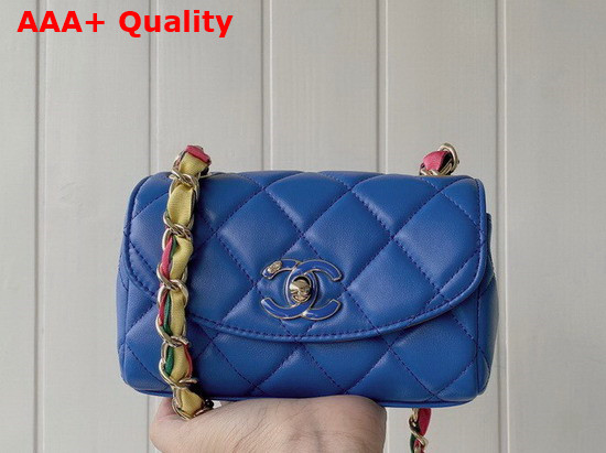 Chanel Small Flap Bag Lambskin Mixed Fibers and Gold Tone Metal Blue AS2369 Replica