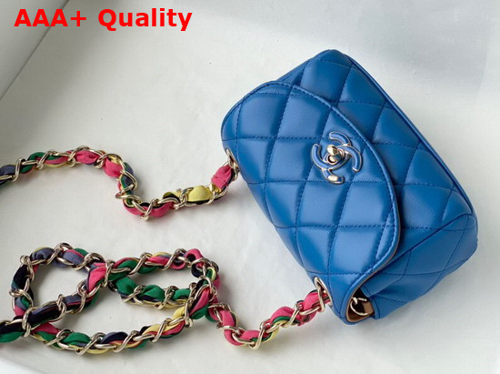 Chanel Small Flap Bag Lambskin Mixed Fibers and Gold Tone Metal Blue AS2369 Replica