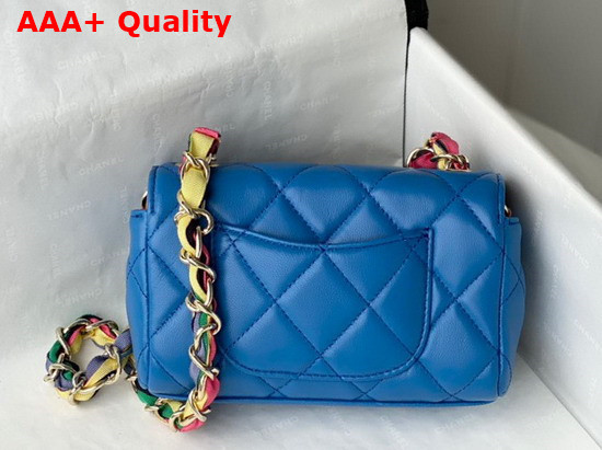 Chanel Small Flap Bag Lambskin Mixed Fibers and Gold Tone Metal Blue AS2369 Replica