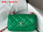 Chanel Small Flap Bag Lambskin Mixed Fibers and Gold Tone Metal Green AS2369 Replica