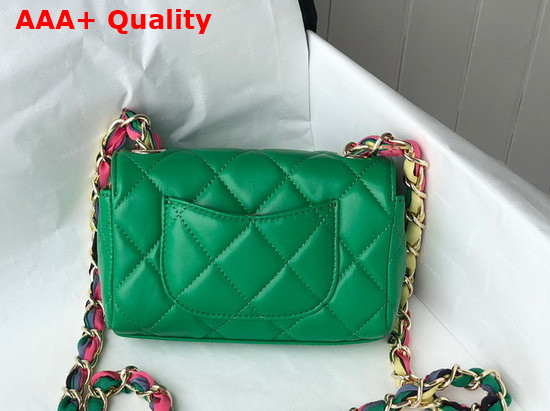 Chanel Small Flap Bag Lambskin Mixed Fibers and Gold Tone Metal Green AS2369 Replica