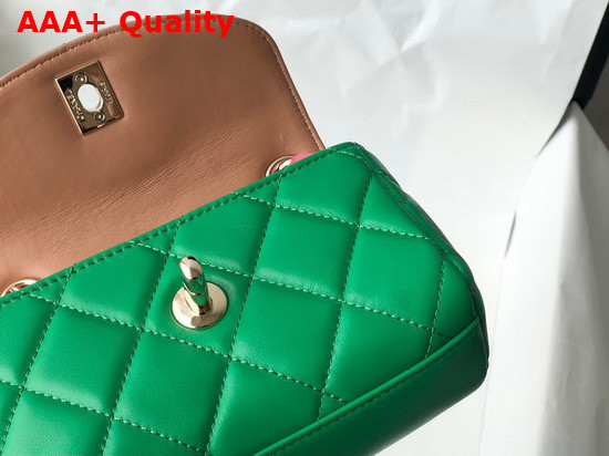 Chanel Small Flap Bag Lambskin Mixed Fibers and Gold Tone Metal Green AS2369 Replica