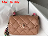 Chanel Small Flap Bag Lambskin Mixed Fibers and Gold Tone Metal Nude AS2369 Replica