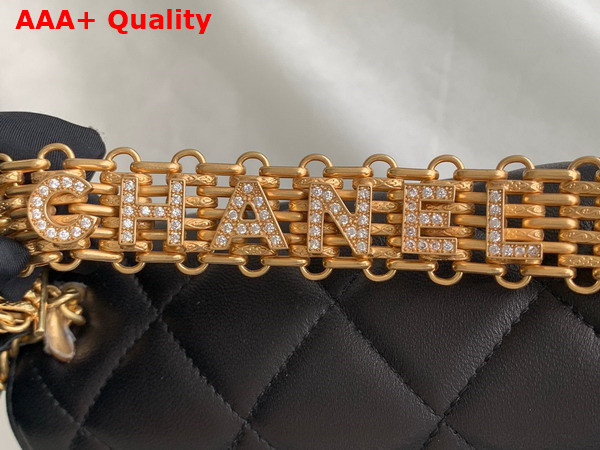 Chanel Small Flap Bag Lambskin Strass Gold Tone Metal Black AS3241 Replica