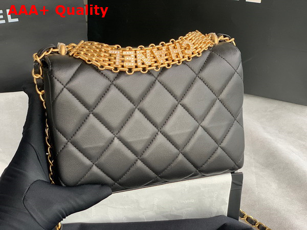 Chanel Small Flap Bag Lambskin Strass Gold Tone Metal Black Ref AS3240 Replica