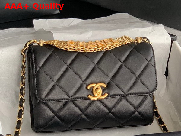 Chanel Small Flap Bag Lambskin Strass Gold Tone Metal Black Ref AS3240 Replica