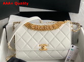 Chanel Small Flap Bag Lambskin Strass Gold Tone Metal White AS3241 Replica