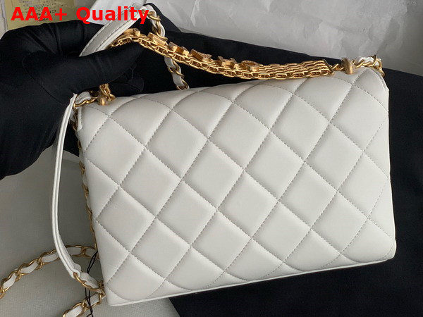 Chanel Small Flap Bag Lambskin Strass Gold Tone Metal White AS3241 Replica