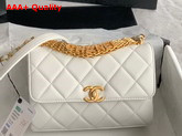 Chanel Small Flap Bag Lambskin Strass Gold Tone Metal White Ref AS3240 Replica