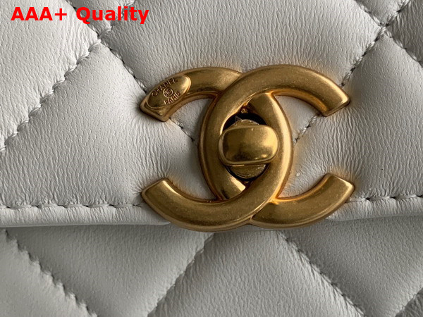 Chanel Small Flap Bag Lambskin Strass Gold Tone Metal White Ref AS3240 Replica