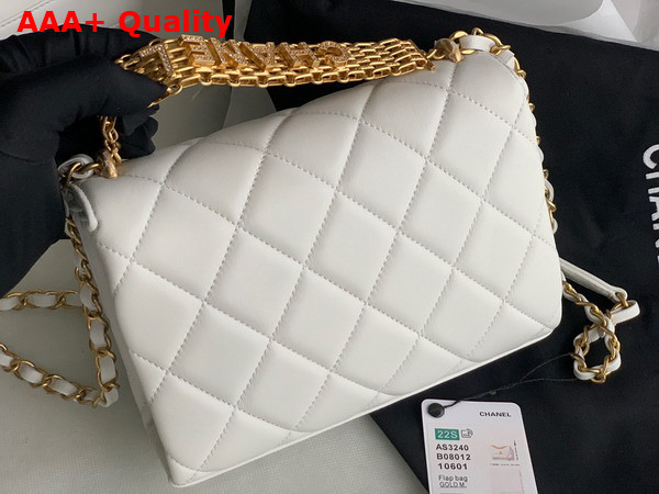 Chanel Small Flap Bag Lambskin Strass Gold Tone Metal White Ref AS3240 Replica