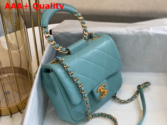 Chanel Small Flap Bag Lambskin and Gold Metal Blue AS1357 Replica