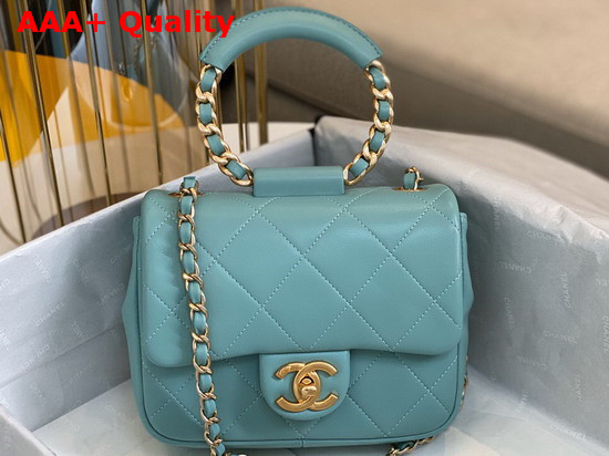 Chanel Small Flap Bag Lambskin and Gold Metal Blue AS1357 Replica