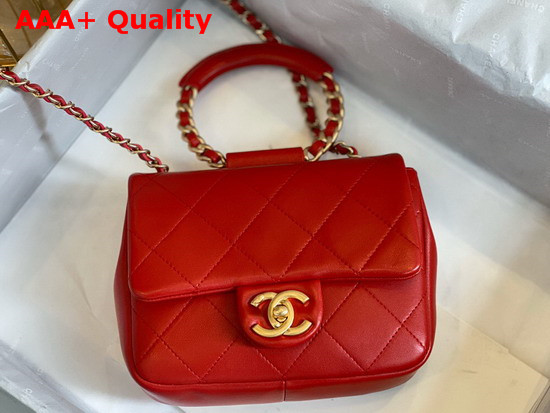 Chanel Small Flap Bag Lambskin and Gold Metal Red AS1357 Replica