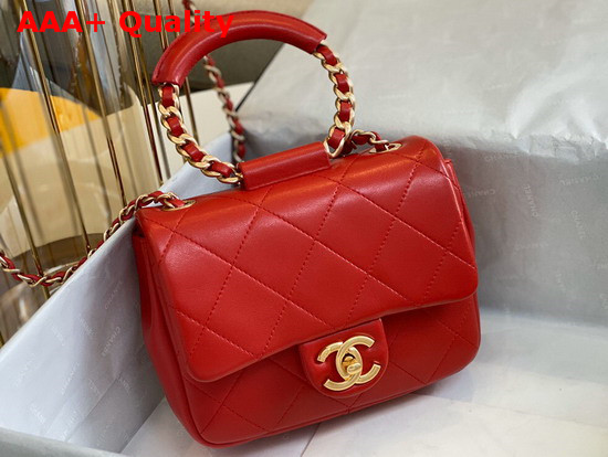 Chanel Small Flap Bag Lambskin and Gold Metal Red AS1357 Replica