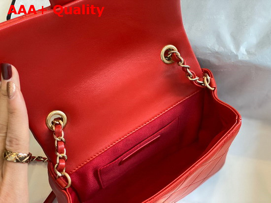 Chanel Small Flap Bag Lambskin and Gold Metal Red AS1357 Replica