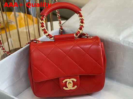 Chanel Small Flap Bag Lambskin and Gold Metal Red AS1357 Replica