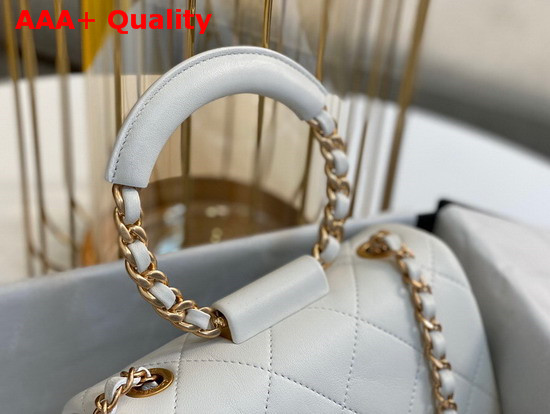 Chanel Small Flap Bag Lambskin and Gold Metal White AS1357 Replica