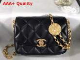 Chanel Small Flap Bag Lambskin and Gold Tone Metal Black AS2189 Replica