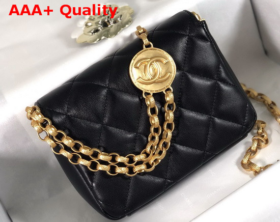 Chanel Small Flap Bag Lambskin and Gold Tone Metal Black AS2189 Replica