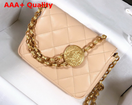 Chanel Small Flap Bag Lambskin and Gold Tone Metal Ecru AS2189 Replica