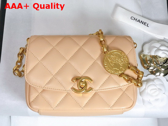 Chanel Small Flap Bag Lambskin and Gold Tone Metal Ecru AS2189 Replica