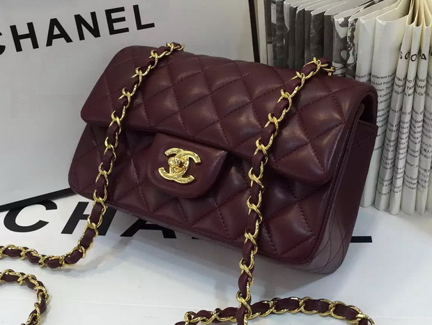 Chanel Small Flap Bag Oxblood Lambskin for Sale