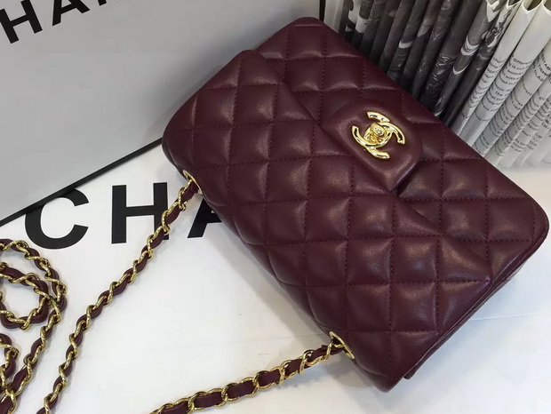 Chanel Small Flap Bag Oxblood Lambskin for Sale