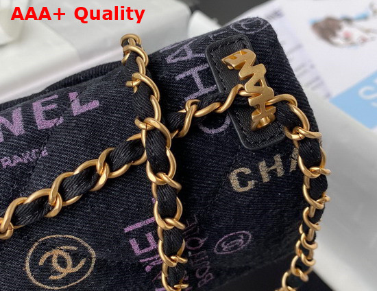 Chanel Small Flap Bag Printed Denim Gold Tone Metal Black Multicolor Ref AS3134 Replica