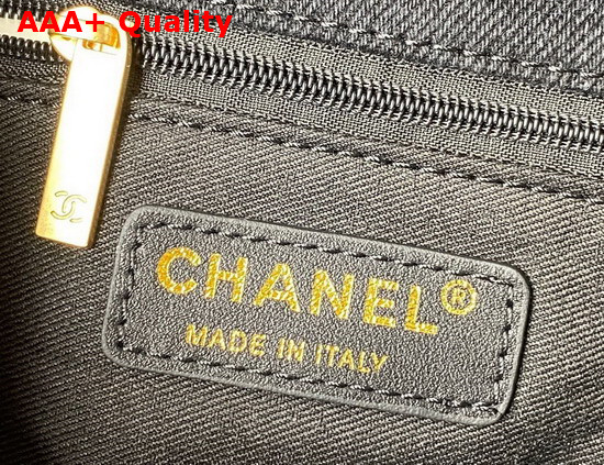 Chanel Small Flap Bag Printed Denim Gold Tone Metal Black Multicolor Ref AS3134 Replica