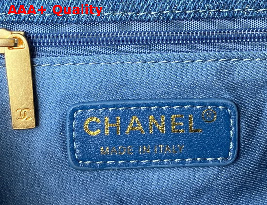 Chanel Small Flap Bag Printed Denim Gold Tone Metal Blue Multicolor Ref AS3134 Replica