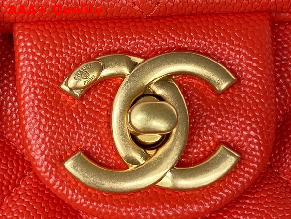 Chanel Small Flap Bag Red Grained Shiny Calfskin Gold Tone Metal Ref AS3369 Replica