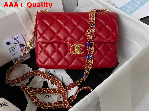 Chanel Small Flap Bag Red Lambskin and Enamel AS3432 Replica