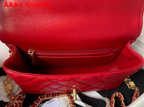 Chanel Small Flap Bag Red Lambskin and Enamel AS3432 Replica