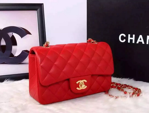 Chanel Small Flap Bag Red Lambskin for Sale