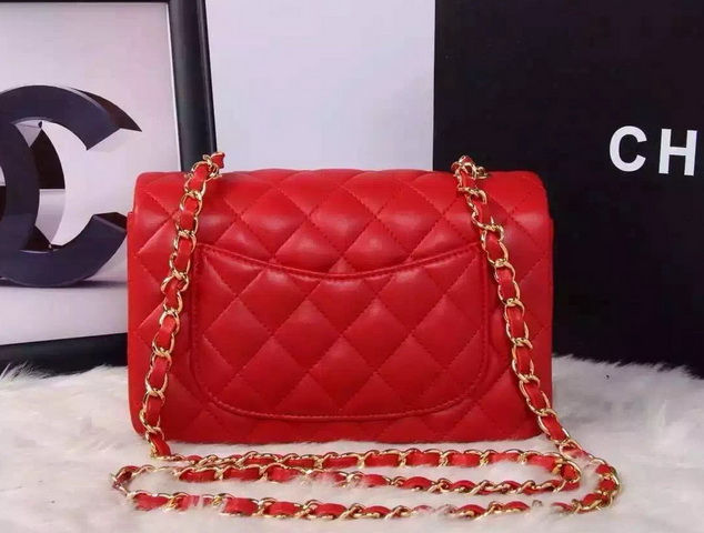 Chanel Small Flap Bag Red Lambskin for Sale