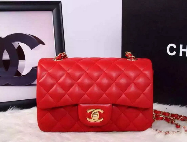 Chanel Small Flap Bag Red Lambskin for Sale