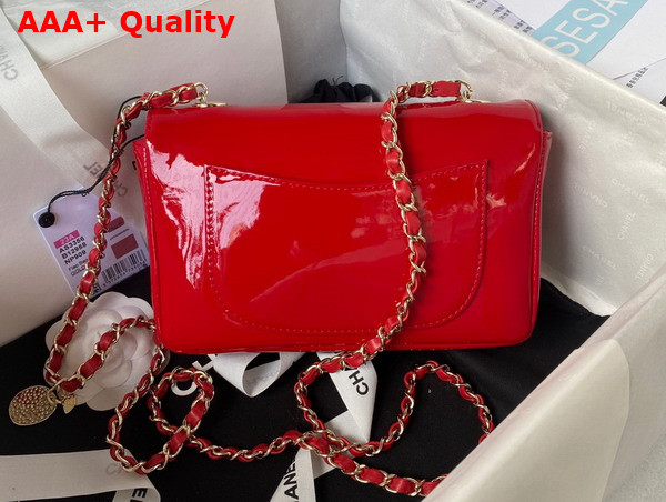 Chanel Small Flap Bag Red Patent Calfskin Gold Tone Metal AS4388 Replica