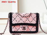 Chanel Small Flap Bag Sequins and Black Metal Pink and Black AS4561 Replica