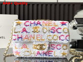 Chanel Small Flap Bag Sequins and Gold Tone Metal White Yellow Pink and Blue AS4561 Replica