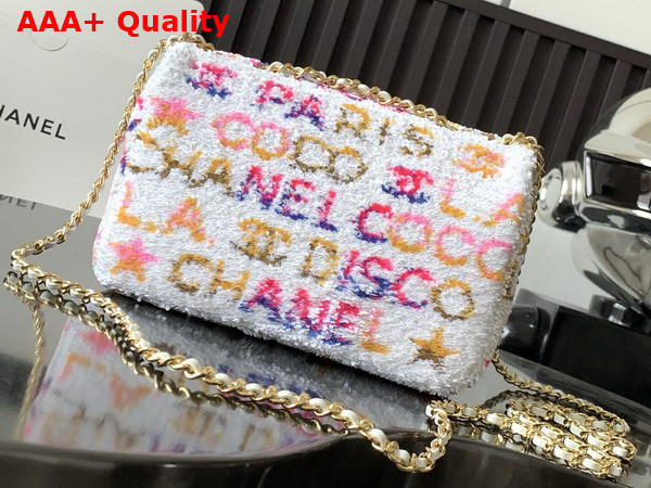 Chanel Small Flap Bag Sequins and Gold Tone Metal White Yellow Pink and Blue AS4561 Replica