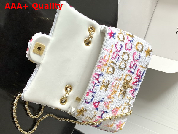 Chanel Small Flap Bag Sequins and Gold Tone Metal White Yellow Pink and Blue AS4561 Replica