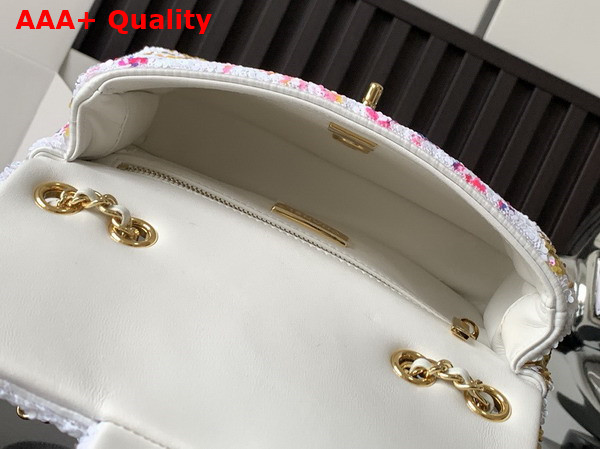 Chanel Small Flap Bag Sequins and Gold Tone Metal White Yellow Pink and Blue AS4561 Replica