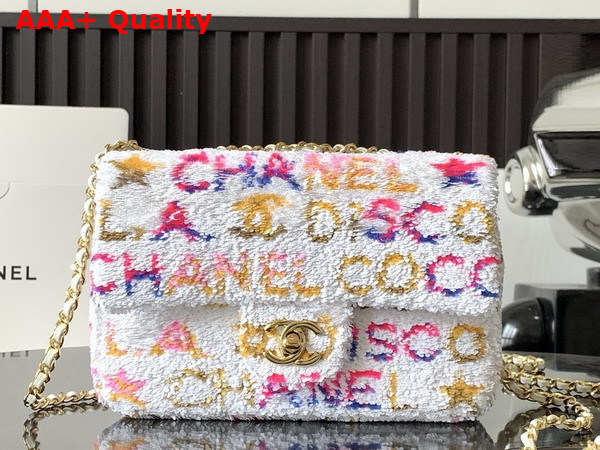 Chanel Small Flap Bag Sequins and Gold Tone Metal White Yellow Pink and Blue AS4561 Replica