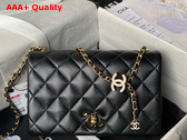 Chanel Small Flap Bag Shiny Lambskin Enamel Gold Tone Metal Black AS4967 Replica