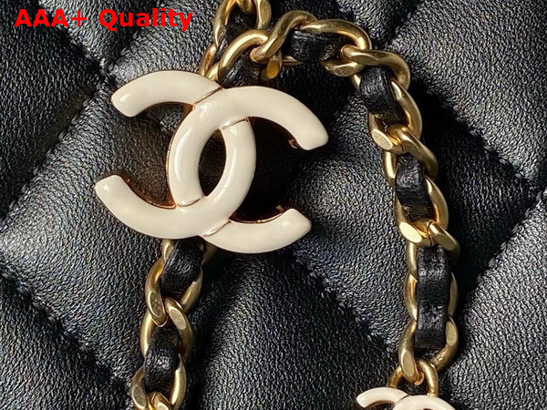 Chanel Small Flap Bag Shiny Lambskin Enamel Gold Tone Metal Black AS4967 Replica