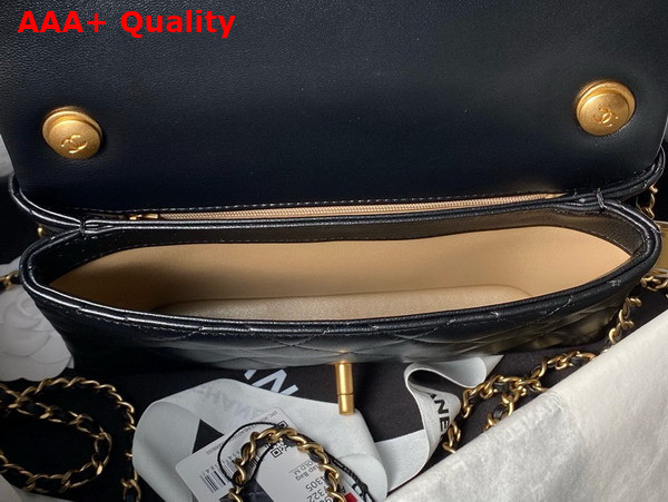 Chanel Small Flap Bag Shiny Lambskin Enamel Gold Tone Metal Black AS4967 Replica