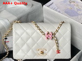 Chanel Small Flap Bag Shiny Lambskin Enamel Gold Tone Metal White AS4967 Replica