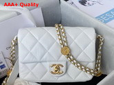 Chanel Small Flap Bag White Grained Shiny Calfskin Gold Tone Metal Ref AS3369 Replica