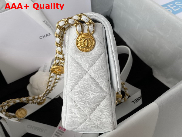 Chanel Small Flap Bag White Grained Shiny Calfskin Gold Tone Metal Ref AS3369 Replica